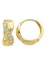 outstanding solid gold cubic zirconia toddler huggie earrings